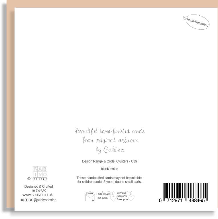 Floral Engagement Ring Roses Hand-Finished Sequin Card