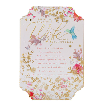 Anniversary Card for Wife with Floral Design and Verse
