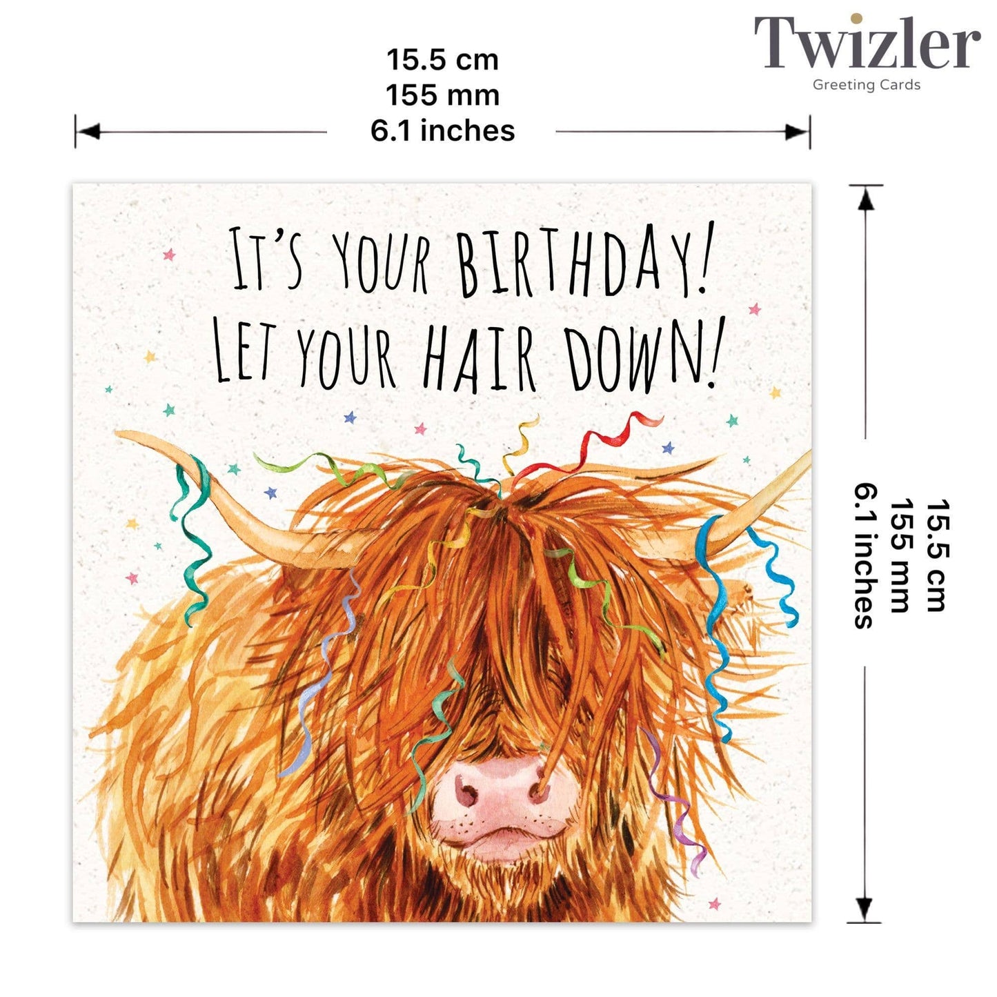 Funny Birthday Card Highland Cow Let Your Hair Down
