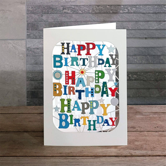 Happy Birthday X 3 - Birthday Card