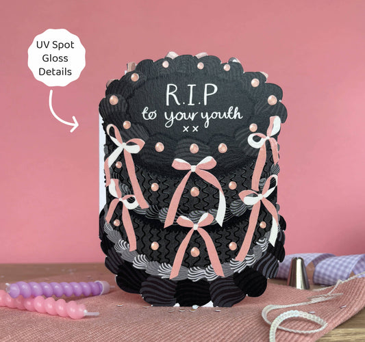 RIP to your youth - Birthday Cake Shaped Greeting Card