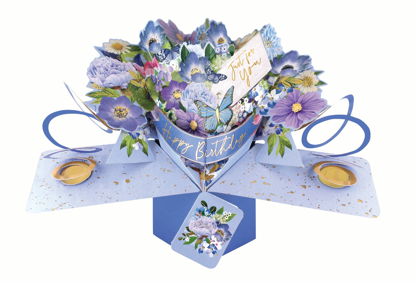 Blue Flowers Birthday - Pop-Up Greeting Card - Second Nature