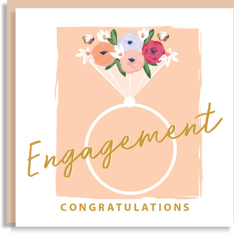 Floral Engagement Ring Roses Hand-Finished Sequin Card