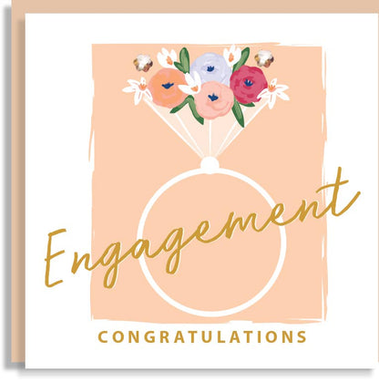 Floral Engagement Ring Roses Hand-Finished Sequin Card