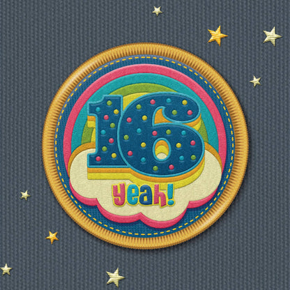 NAP286 16th rainbow birthday card, 16 yeah!