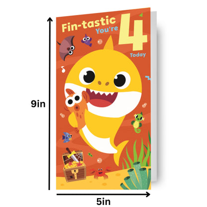 Baby Shark Age 4 Birthday Card