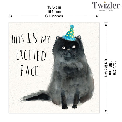 Excited Face - Funny Cat Card