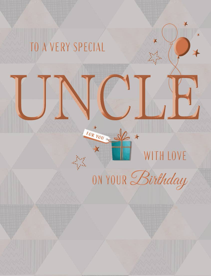 Birthday Card, Uncle, Grey Patteren