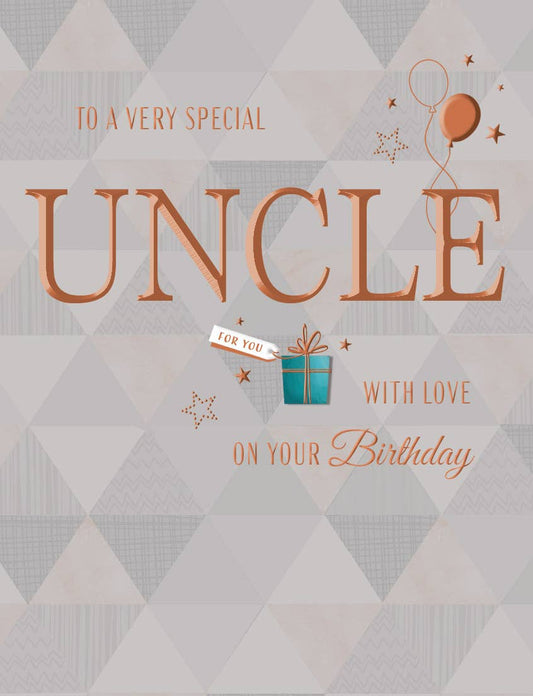 Birthday Card, Uncle, Grey Patteren