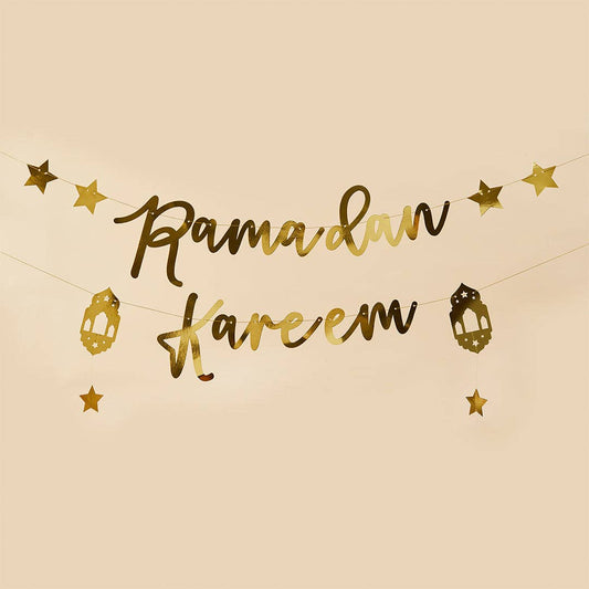 Gold 'Ramadan Kareem' Card Banner x2 2M