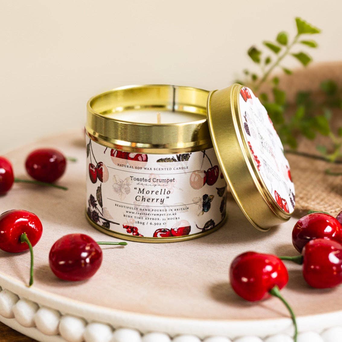 Morello Cherry Candle in a Matt Gold Tin