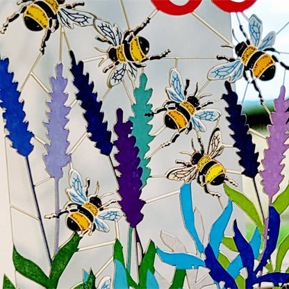 Age 80 Bee Design Birthday Card