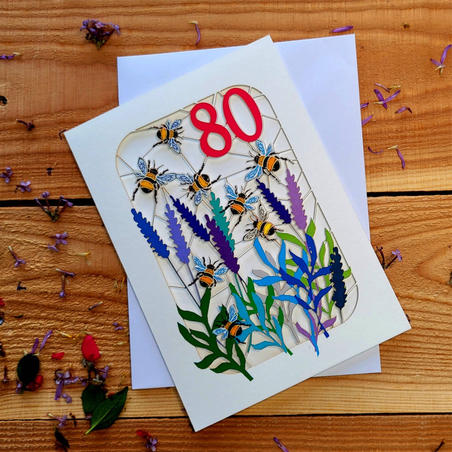 Age 80 Bee Design Birthday Card