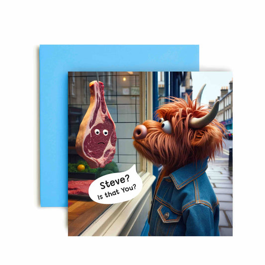 Cow Versus Steak Birthday Card