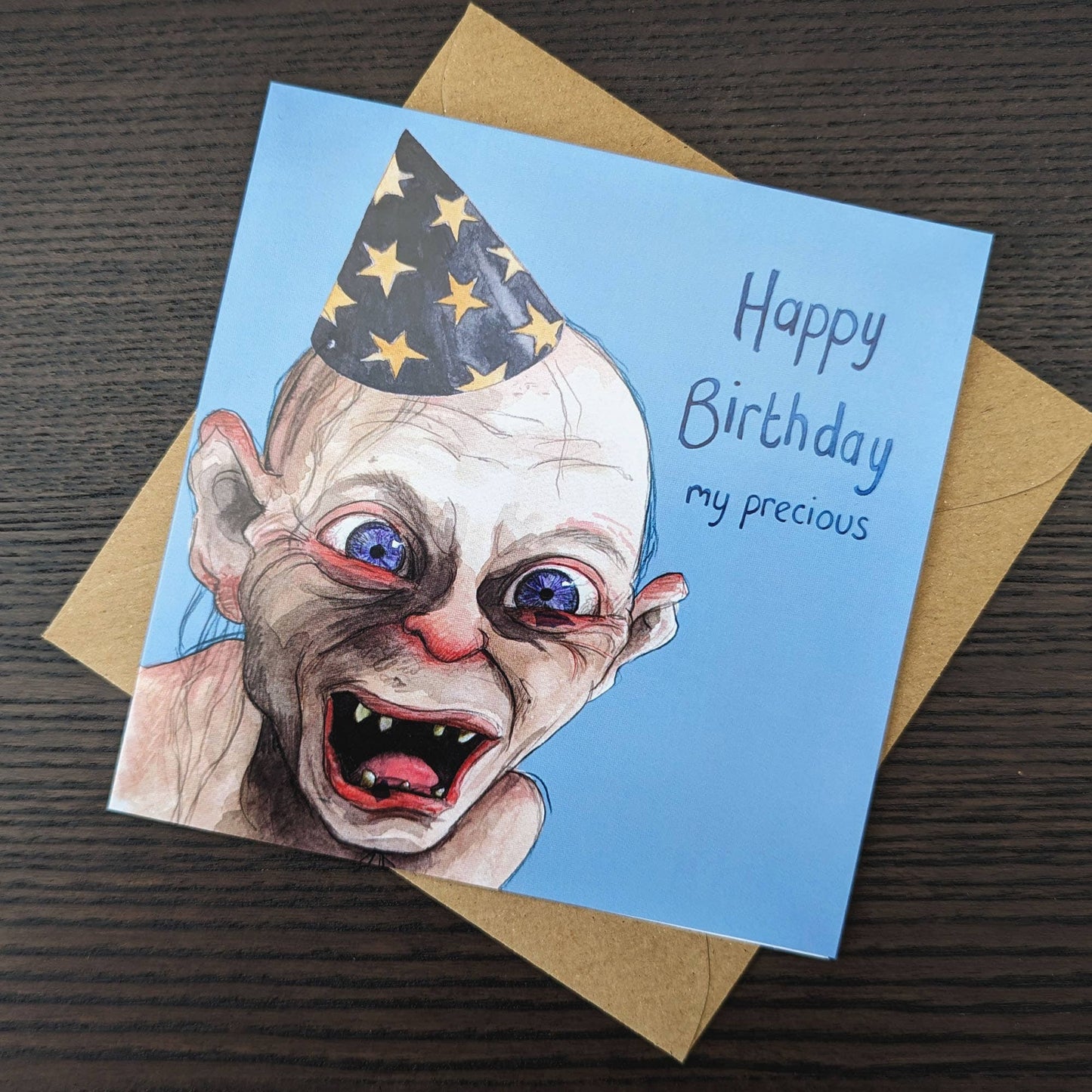Birthday Gollum face card, LOTR greeting card