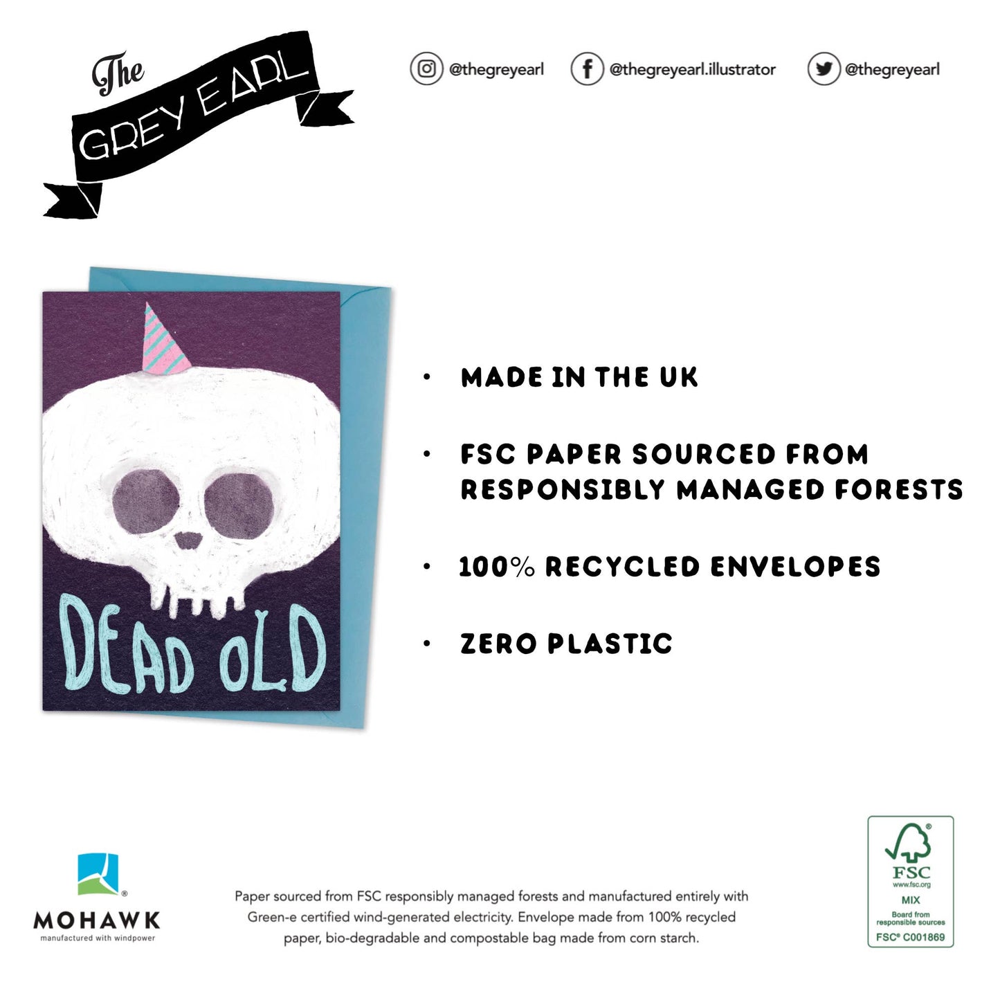 Dead old - funny Skeleton birthday card - spooky Halloween 