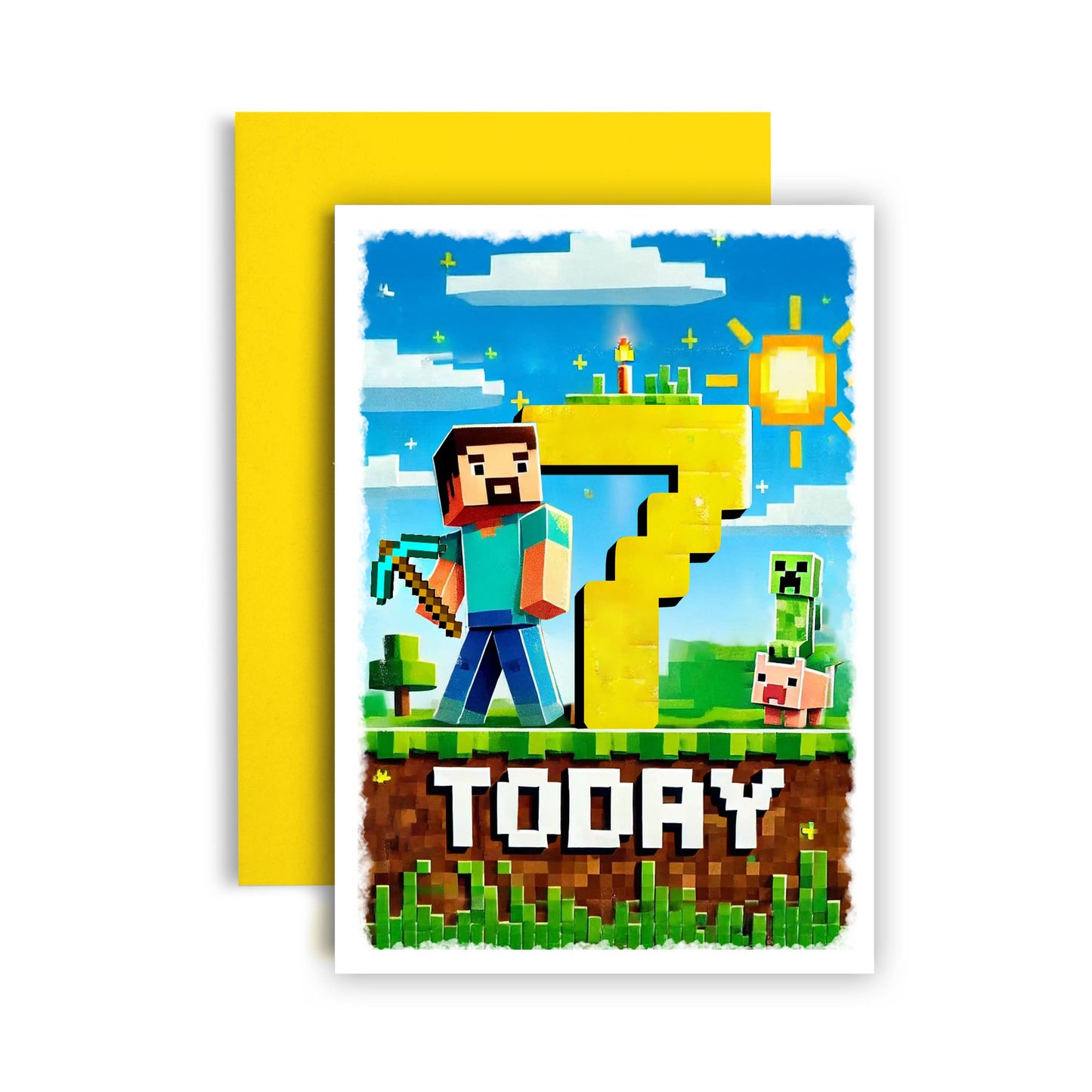 Minecraft Happy Birthday Today Age Birthday Gamer Card
