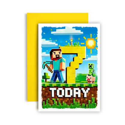 Minecraft Happy Birthday Today Age Birthday Gamer Card