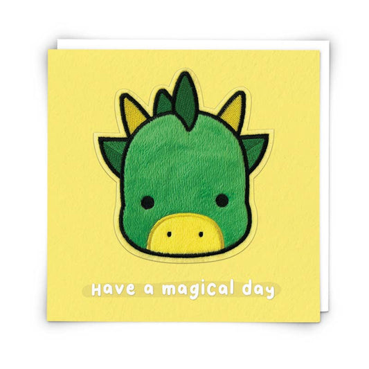 Dexter Dragon Greetings Card with Reusable Plushie Patch