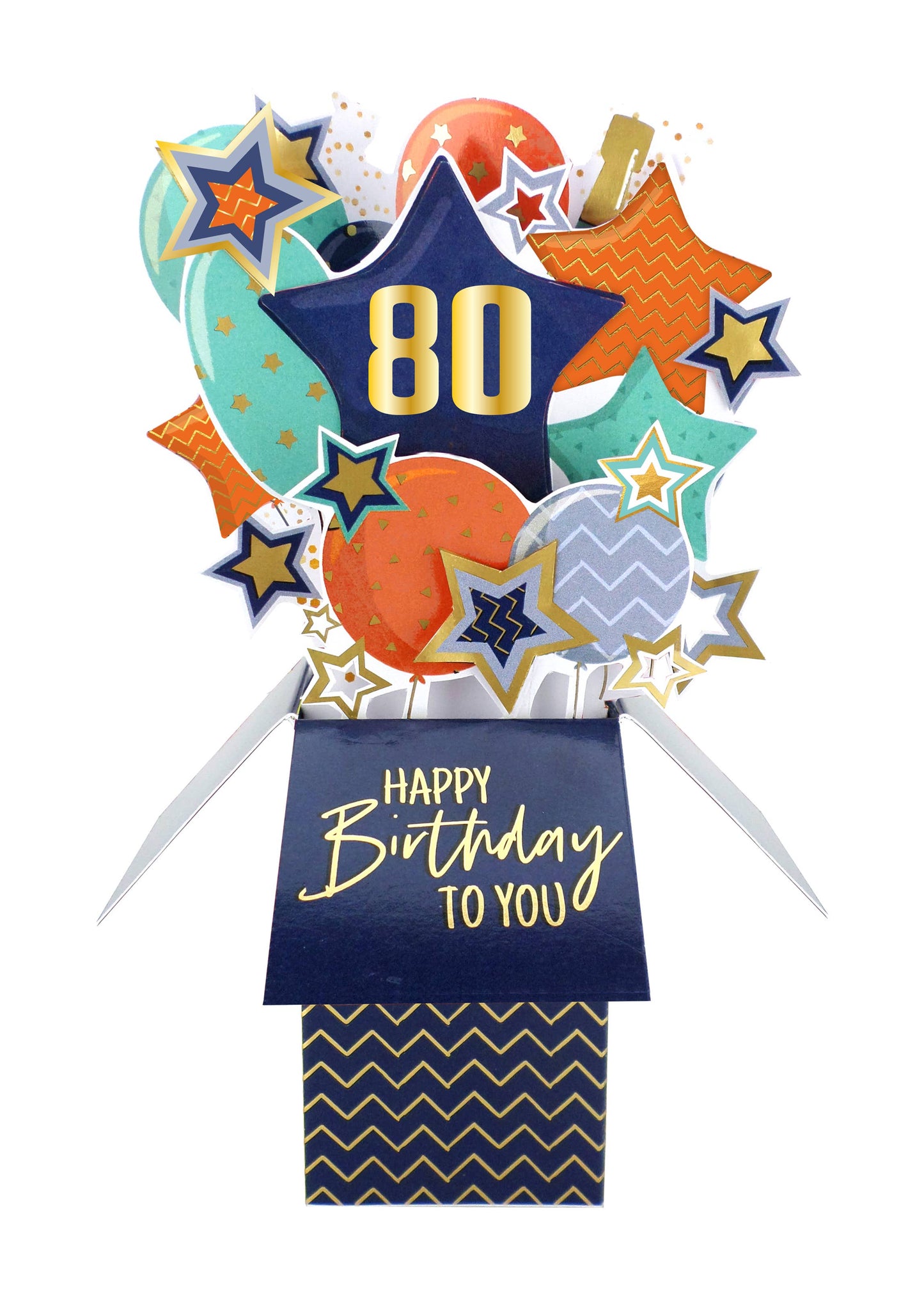 80th Balloons Stars - 3DPopUp's GreetingCard - Second Nature