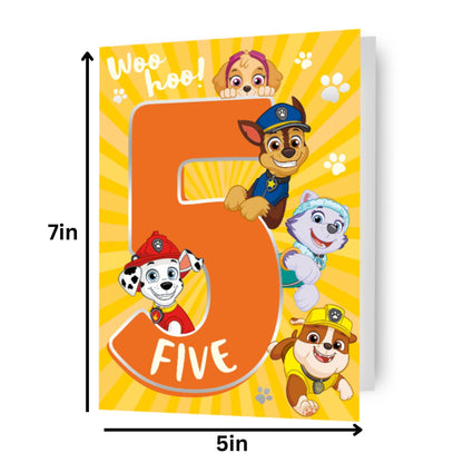 Paw Patrol Age 5 Birthday Card