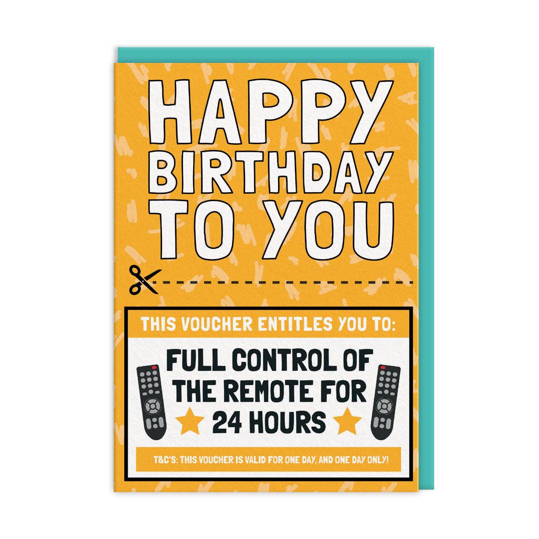 Control of TV Remote Voucher Birthday Card (9476)