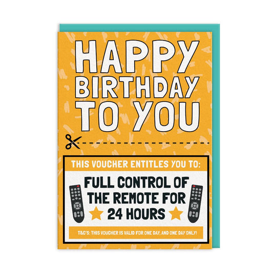 Control of TV Remote Voucher Birthday Card (9476)
