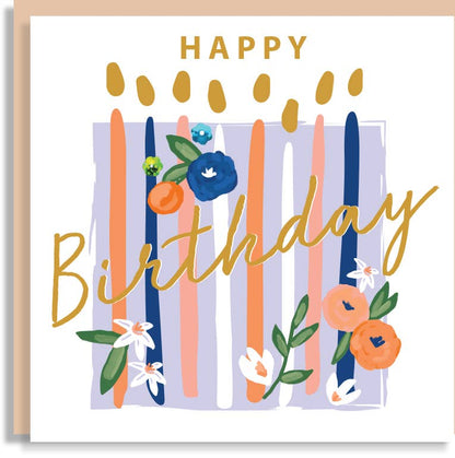 Birthday Candles and Blooms Hand-Finished Sequin Card