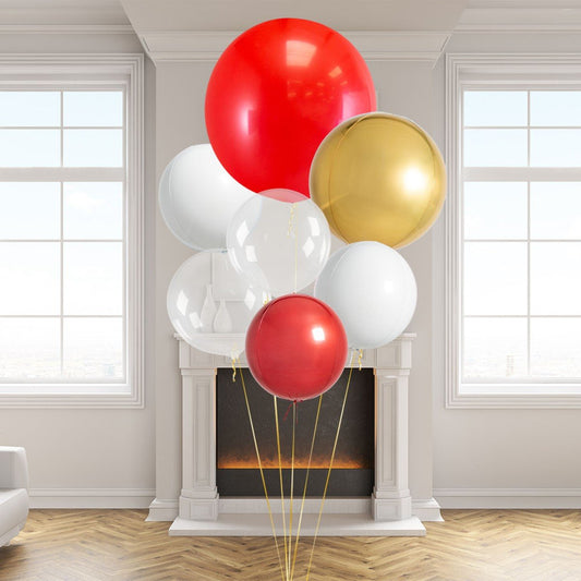 Red Party Giant Latex Balloon Bouquet (Helium Filled)