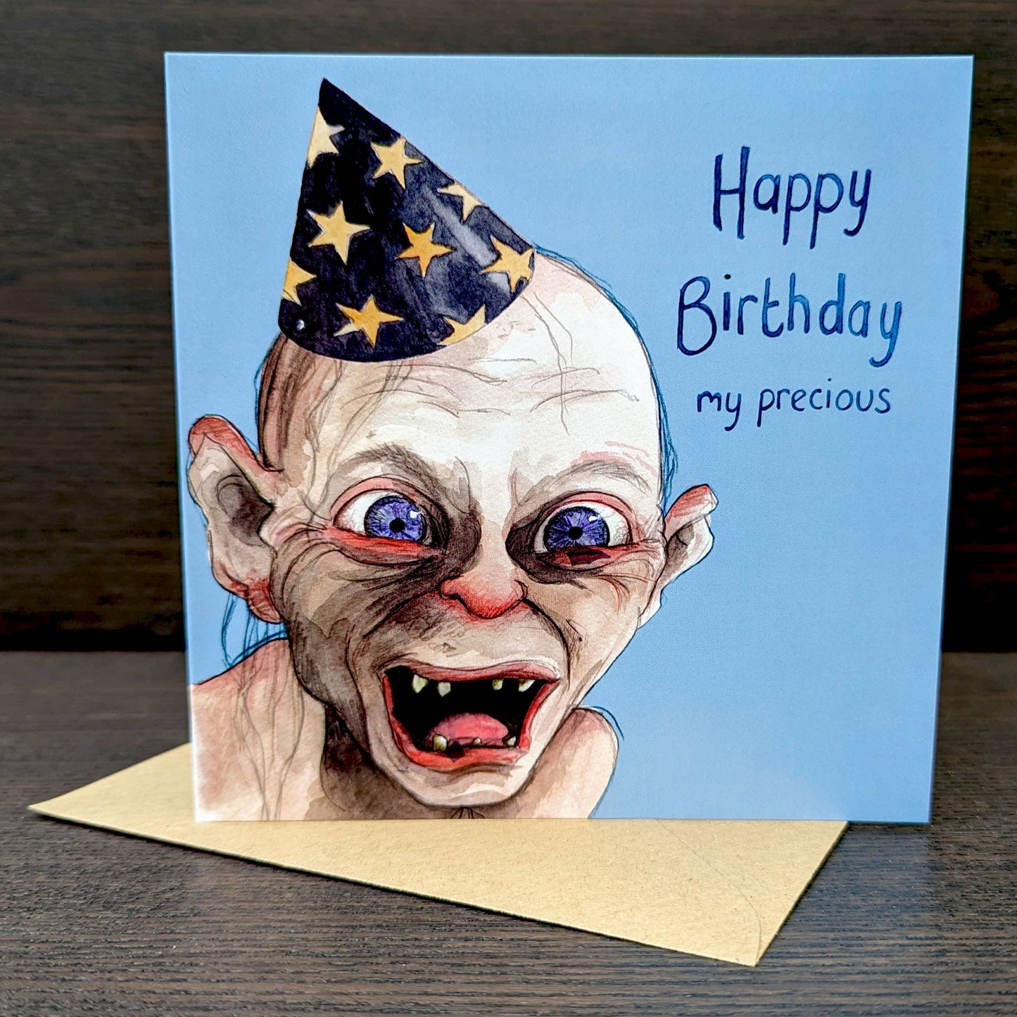 Birthday Gollum face card, LOTR greeting card