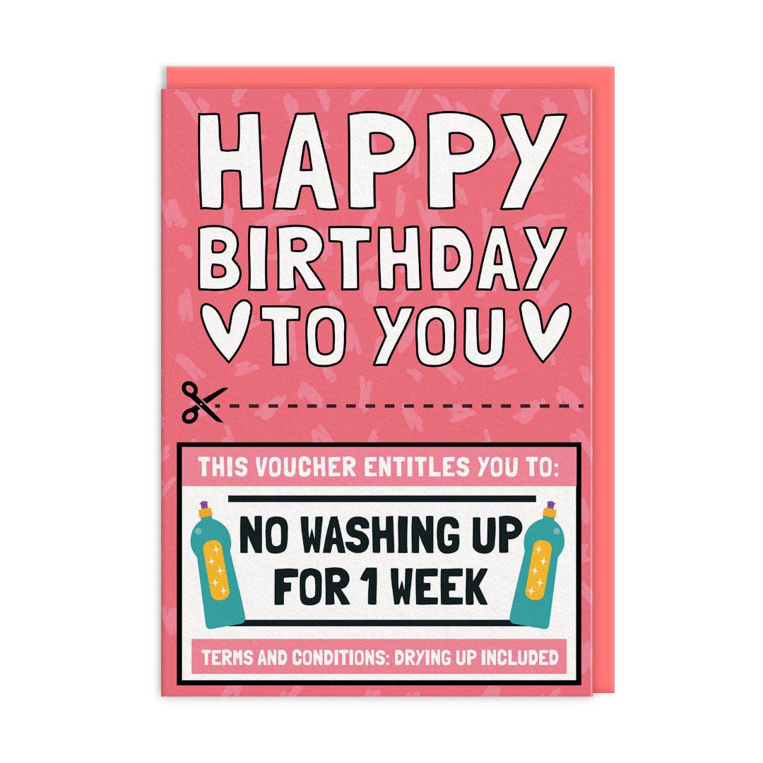 No Washing Up Voucher Birthday Card (9477)