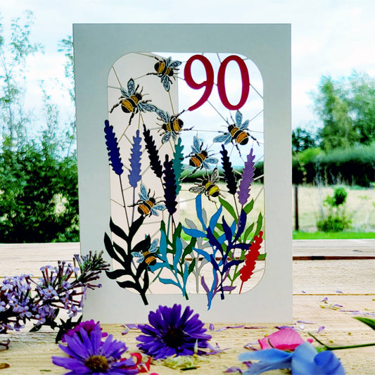 90TH Age Birthday Card, Bee Design