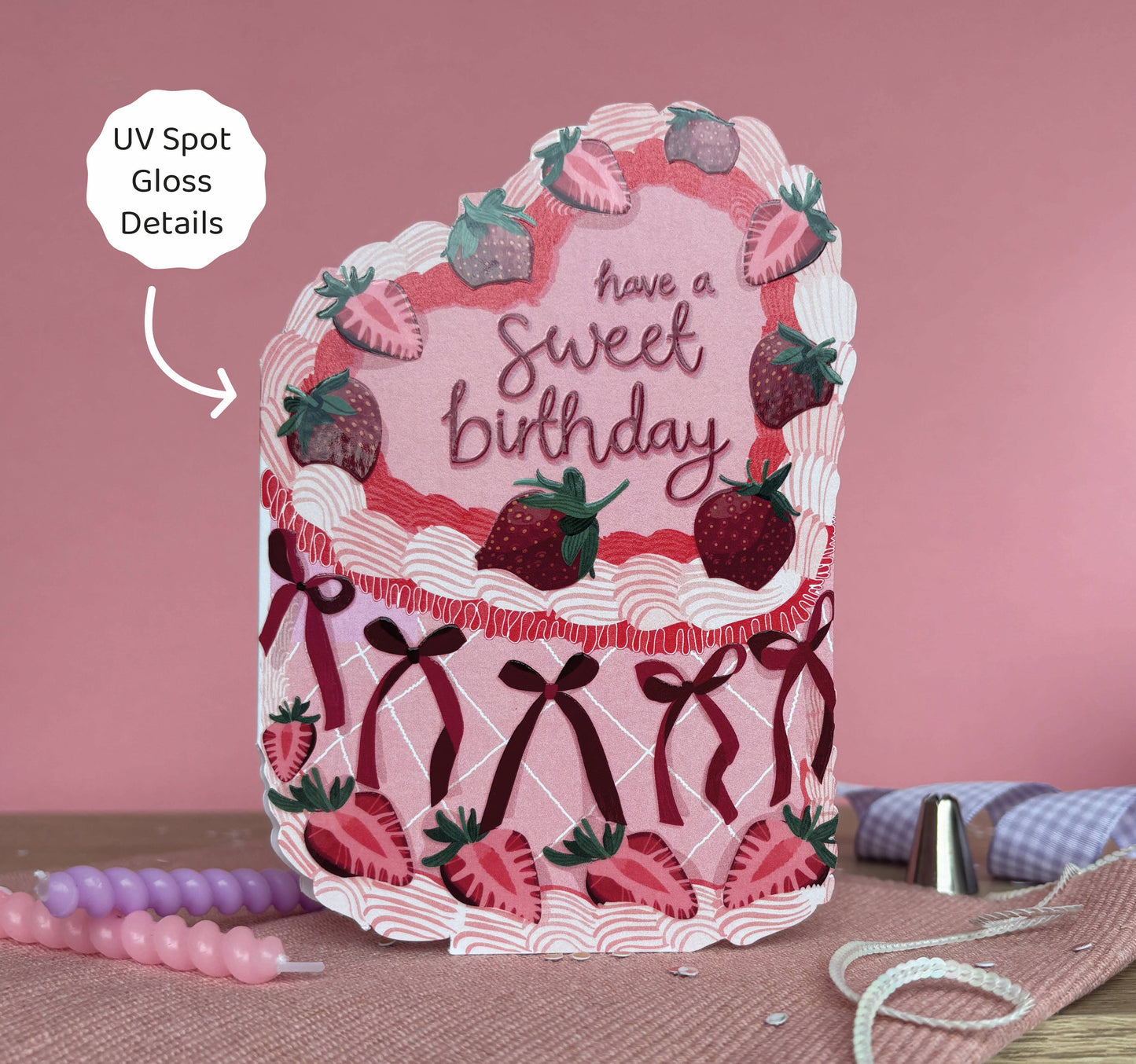 Sweet Birthday - Strawberry Birthday Cake Shaped Card