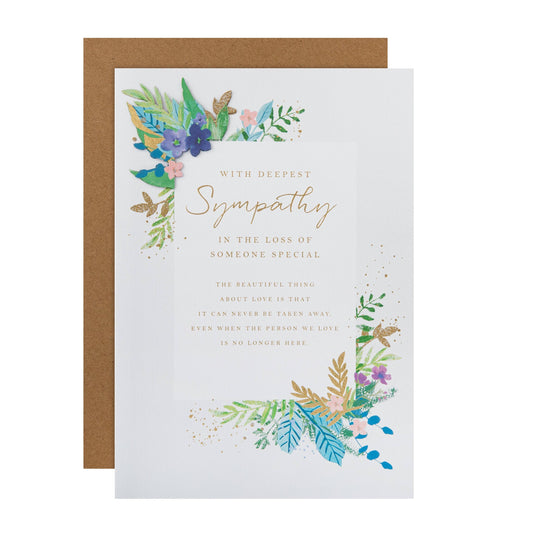 Sympathy Card with Traditional Floral Design and Verse