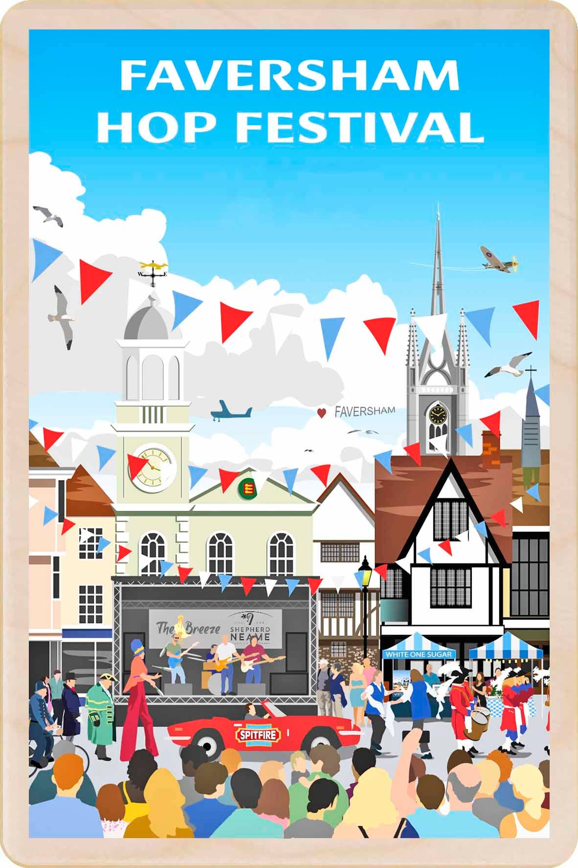 KENT FAVERSHAM wooden postcard, magnet, key tag, sign