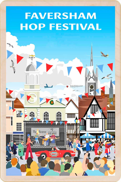 KENT FAVERSHAM wooden postcard, magnet, key tag, sign