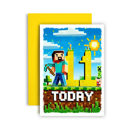 Minecraft Happy Birthday Today Age Birthday Gamer Card