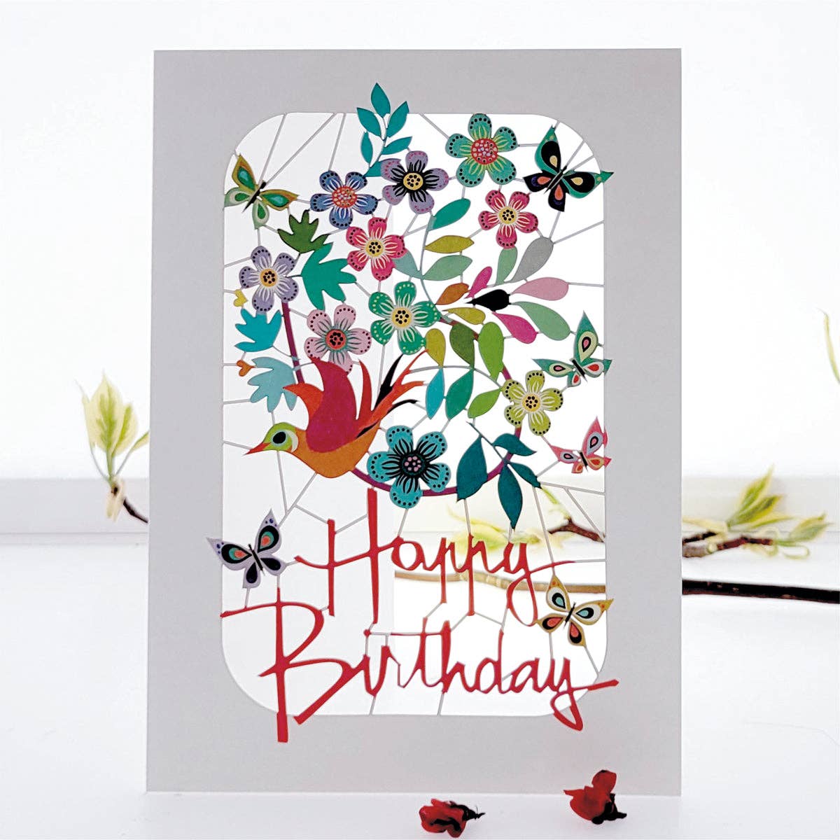 Birds & Butterflies Happy Birthday Card
