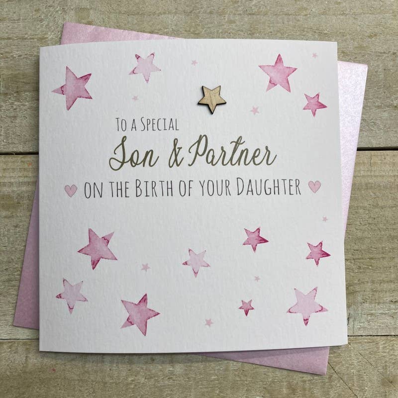 6 X Son & Partner - Birth of Daughter - Pink Stars (S521)