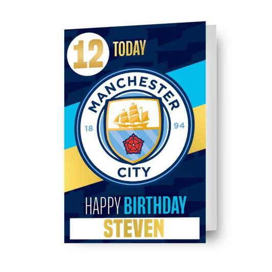 Manchester City FC Personalised Birthday Card With Sticker Sheet