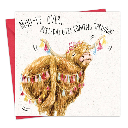 Highland Cow Moo-ve Over - Funny Birthday Card