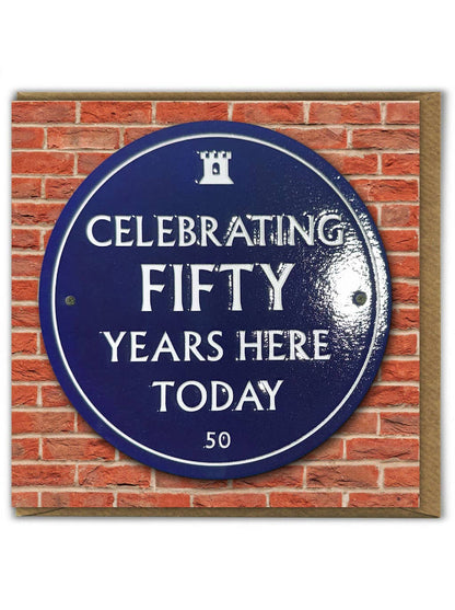 50th Birthday Milestone - Embossed Glossy Greetings Card