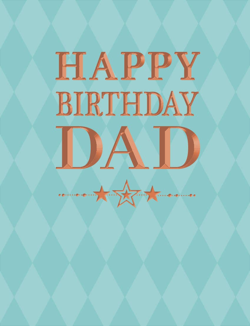 Birthday Card, Dad, Stars On Aqua