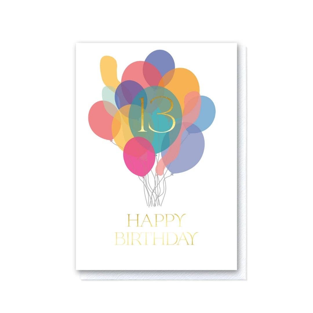 Thirteenth Birthday Balloon Bunch Card