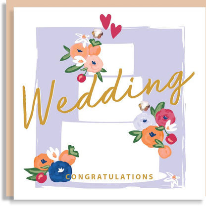 Wedding Cake Roses Floral Fruity Hand-Finished Sequin Card