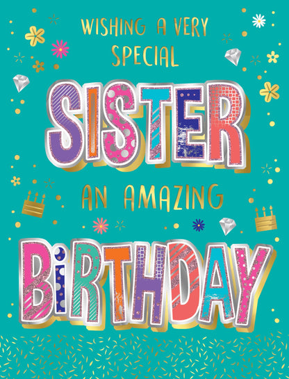 Birthday Card, Sister, Cakes On Jade