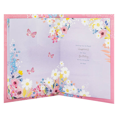 Birthday Card for Loved One with Pink Florals & Verse