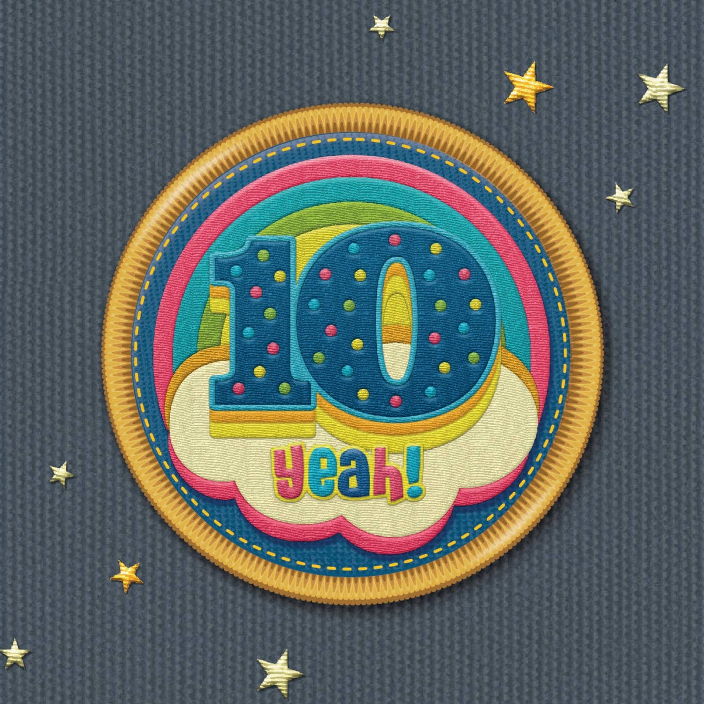 NAP280 10th rainbow birthday card, 10 yeah!