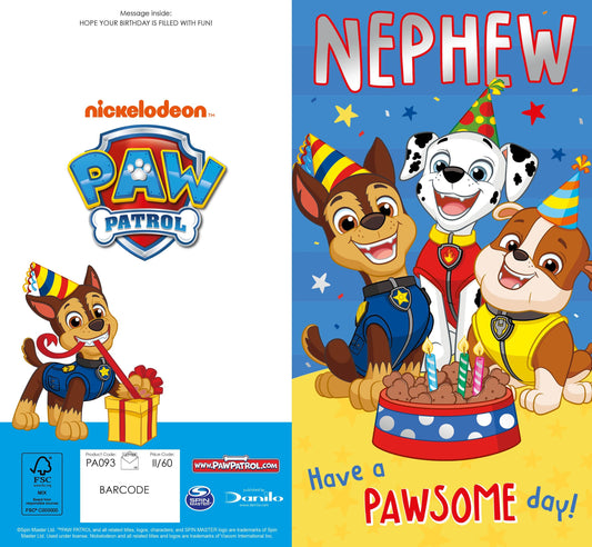 Nephew Paw Patrol Birthday Card