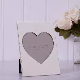 Impressions Heart Aperture Metal Plated Frame 5" x 5"